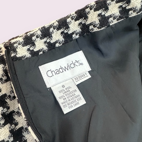 Women’s Chadwick’s Wool Black And White Houndstooth Mid Length Skirt Size 8 - Picture 8 of 8
